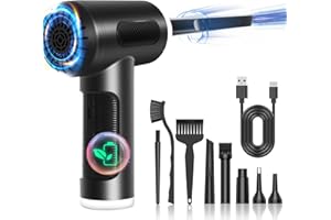 CHANURAE Elektryczna dmuchawa do kurzu w sprayu, 3-biegowa, 91000 obr./min, kompresowany odkurzacz powietrza z akumulatorem 6000 mAh, czyszczenie klawiatury ze szczotką do czyszczenia i szybkim ładowaniem