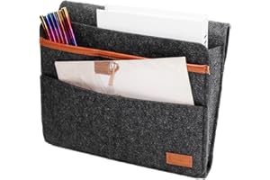 HENGBIRD Ciemnoszary organizer na łóżko, 28 x 22 x 8 cm, wisząca rama filcu, torba organizer, torba na sypialnia, nadaje się do sypialnia, sofy, stolika nocnego