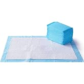 Amazon Basics Dog and Puppy Training Pads, Heavy Duty Leakproof Pads with Quick Dry Surface, XL 25 Pack, Blue &amp; White
