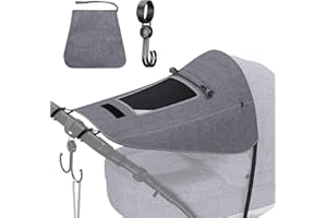 GWHOLE Pare Soleil Poussette Universelle Anti-UV Protection Soleil Accessoires de Poussettes avec Toit Ouvrant Ventilé, Sac de Rangement, Crochets