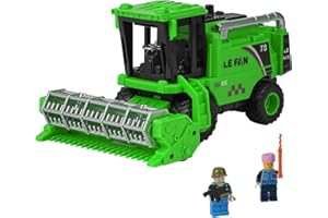 CMANLNYK Combine Harvester Tractor Toys - with 2 Random Mini Figurine Men, Simulating Wheat Cutting Scenes, Realistic Combination Harvester Joint Movable Farm Car Toys Gift for Kids Children Age 3+ (Green)