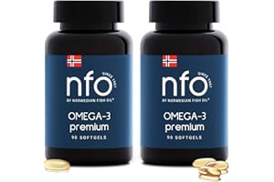 ‎NFO NFO OMEGA 3 PREMIUM 2er-Pack [2x90=180 Kapseln] Fischöl Kapseln mit hohen Konzentrationen EPA & DHA als TG & Vitamin E, Fischöl Omega 3 Kapseln hochdosiert, Omega 3 Öl Komplex hochdosiert
