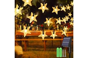 UNIHOH Solar String Lights,40ft 100 LED Solar Star String Lights Outdoor Solar Powered Star Fairy Lights Waterproof 8Modes Decorative Light for Garden Patio Yard Home Wedding Party Festival (Warm White)