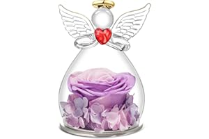 Qinqinxin Regalo per Mamma Nonna, Rosa Stabilizzata Vera Regalo Donne Compleanno, Eterna Rosa in Angelo di Vetro Festa della Mamma, Regalo San Valentino Anniversario di Matrimonio per Moglie Fidanzata