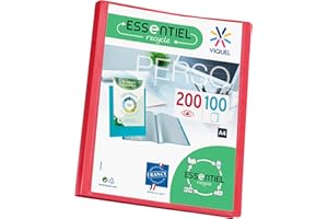 Viquel - Porte vues A4 200 vues ESSENTIEL - Porte documents personnalisable - Fabriqué en France - 100 Pochettes de qualité lisse - Rouge