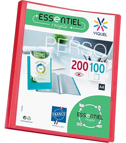 Porte-Vues Viquel A4 - 200 Vues (100 Pochettes), Personnalisable, Fabriqué En France