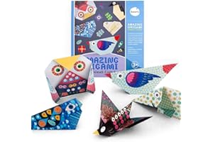 SUNERLY Kit Origami enfants colorés Origami incroyable, 28 papiers recto-verso livre pédagogique ensemble d'activités artisanales pour les enfants débutants et les leçons d'artisanat scolaire