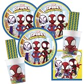 Spidey and His Super Friends Party Set for 16 Kids | Paper Plates, Paper Cups, Napkins, Paper Straws for Children's Birthdays