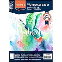 Vaessen Creative Florence Watercolour Paper A5, White, 300 GSM, Artist Grade Quality, Textured Surface, 15 Sheets For Painting, Handlettering, Art - View #6