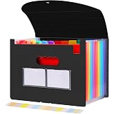 Diboniur A4 File Folder, 12 Pockets Accordion Folder, Black | Document Organizer for Sorting and Finding Fast, Ideal for Home