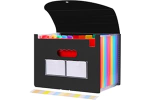 Diboniur Trieur 12 Compartiments A4, Rangement Papier Administratif, Extensible Classeur A4 Range Document Bureau, Trieur Document Organiseur de Dossiers Accordéon de Grande Capacité (Noir)
