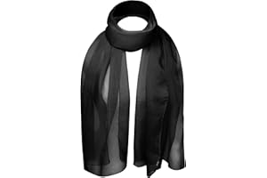 Basic Sense Chiffon Scarf Sheer Soft Plain Neck Wrap for Women Neatly Stitched