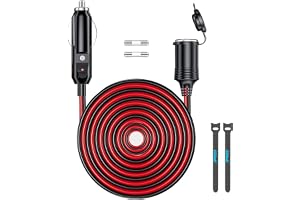 GIBBAB 13FT 156W 12V/24V kraftig förlängningssladd för cigarettändare 16AWG