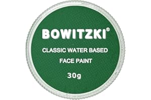Bowitzki 30 g professionelle Gesichtsfarbe, Körperfarbe, Wasserbasis, Gesichtsmalerei, Make-up, sicher für Kinder und Erwachsene, Split-Kuchen, einfarbig, Halloween, Weihnachten (Christmas Green)