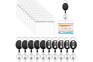 Fushing 10 Piezas Funda Para Tarjeta con Llavero Retráctiles,Horizontal Tarjeta ID con Clip de Cinturon y Cordón de Nylon Retráctil