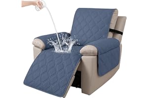 Ystyle Copripoltrona 1 Posto Relax Reclinabile, 100% Impermeabile Copri Poltrona con Braccioli, Copripoltrone con Fascia Elastica, Copridivano Reclinabile, Blu Grigio