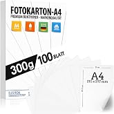 White card for crafts 300 g/m&sup2; - PREMIUM PAPER - DIN A4-21 x 29.7 cm &ndash; Unprinted White Printer Paper for Presentations, Photo