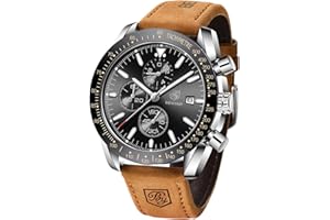 BY BENYAR BENYAR Men's Watch Quartz Sports Chronograph Fashion Business Luxury Brand Waterproof Watch Analog Date Men's Brown Leather Watch for Men
