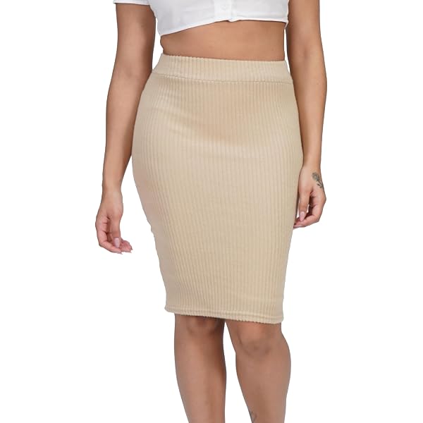 EXCHIC Damen Bleistiftrock Knielang – Hohe Taille, Elastisch, Mit Seitenschlitz, Für Büro & Alltag