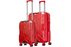 PREVEL Awenger Luggage Sets of 2 | 100% Polycarbonate Suitcase - Cabin (20 Inch) + Check-in (28 Inch) | Hard Shell 8 Spinner Wheels 360° Spinner | Lightweight & Durable Luggage | Water Repellent | Red