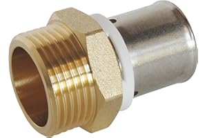 SOMATHERM FOR YOU - Raccord droit à sertir pour tube PER Ø20 - Mâle 20/27 (3/4''), Permet de raccorder un tube PER de diamètre Ø20