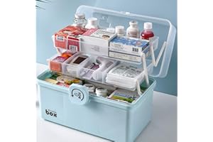 MAJOZ0 Boîte à Pharmacie, 3 Couche Boîte de Médicament Boîte de Premiers Secours Boîte de Rangement pour Maison Bureau,34 x 19 x 22,5cm