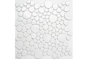 CONWIRE Kieselmosaik Drops Bianco Lucido Pietre Ceramica Mosaico Pavimento Doccia Doccia 12-0102 | 10 Tappetini a Mosaico