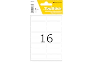 TopStick Etichette multiuso, 16 etichette per foglio, 5 fogli, 40 x 13 mm, 80 etichette, piccole etichette autoadesive, etichette adesive vuote per ufficio cucina casa, bianco
