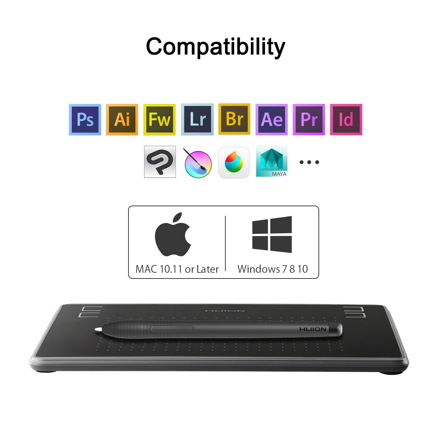 Huion HS64 Chips Special Edition Pen Tablet 6.3x4 Pollici Art Design Tavoletta Grafica con Stilo 8192 Livelli e 4 Tasti di Scelta Rapida e Adattatore OTG, Supporta Il Funzionamento su Android - immagine 6