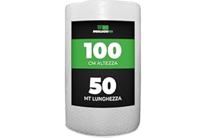 ImballaggiPer Rotolo Pluriball Bolle Grandi, Bobina per Imballaggio e Riempimento, H 100 cm L 50 mt