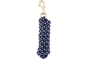 Merauno® Cuerda para caballo, en diferentes diseños elegantes, cuerda de amarre, pony, burro, cabra larga con mosquetón (azul marino, mosquetón)
