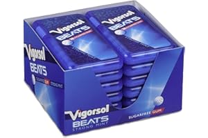 Vigorsol Beats Strong Mint, Gusto Menta, Gomme da Masticare senza Zucchero con Xilitolo, Formato Scorta da 12 Astucci
