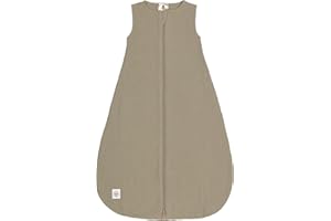 LÄSSIG Baby Sommerschlafsack ohne Ärmel Muslin Baumwolle GOTS zertifiziert unisex/Muslin Sleeping Bag olive, Größe 74/80 7-12 Monate