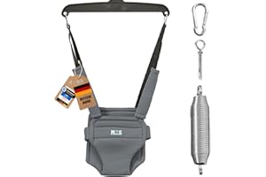 Moas Shop Türhopser Baby: Türschaukel Baby, Baby Hopser, Alter 4-24 Monate, Max Kapazität 13kg, Ergonomischer Sitz mit Gurt, Höhenverstellbar, Türrahmen Schaukel, Stahlanker, Abwischbar | Grau |
