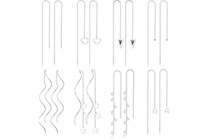 ADRAMATA 8 Paia di Orecchini Pendenti con Filettatura in Acciaio Inossidabile Orecchini a Catena Lunga per Donna Orecchini a Catena con Nappa a Goccia