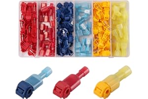 Kinstecks ​​120PCS T-Tap Wire Wire Terminali autofilettanti con giunzione rapida Terminali isolati maschio Terminali a forcella a sgancio rapido Kit assortimento per auto elettrica per motociclette
