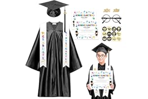 Alaiyaky Kids Graduation Cap and Gown, Preschool Graduation Robe Graduation Gown with Graduation Hat Tassel Card Sash Stickers Glasses, Graduation Gown for Kids Class of 2024 Ceremony