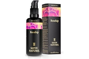 ‎SATIN NATUREL Satin Naturel BIO Rosenöl 50ml - 100% reines Hagebuttenöl kaltgepresst - Gesichtsöl, Körperöl, Massageöl, Hair Oil - Wildrosenöl, Rosehip Oil zur Pflege von trockener Haut - Anti Falten Wirkung
