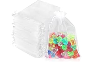 BOSCOW 100 Stück Organzabeutel, 13 x 18 cm Organzasäckchen, Geschenkbeutel für Feiern, Partys, Hochzeiten, Schmuckbeutel, Süßigkeitenbeutel und Kosmetiktaschen, (Weiß - 13x18cm)