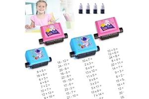 71NMLY 4 Stück Roller Digitaler Lehrstempel,Mathe Rollstempel Berechnung Roller,Mathe Lernen Rollstempel,Additions Subtraktions Division Rollenstempel,Educational Toy Stamp