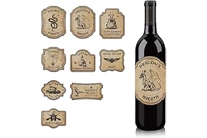 PEUTIER 36pz Adesivi per Bottiglie di Vino di Halloween, 9 Stili di Etichette per Bottiglie di Halloween Etichette Vintage Adesivi per Bottiglie di Vino per Lattine di Soda Bottiglie di Birra Laptop