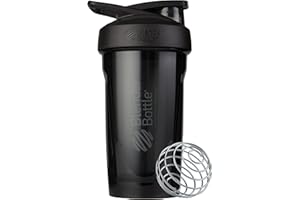 BlenderBottle Strada - Vaso mezclador perfecto para batidos de proteínas y entrenamiento previo, 700 ml, color negro