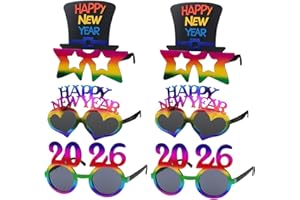 BrKern 6er Set 2026 Silvesterbrille, Partybrille für Fotobox Accessoires - Bunte Neujahrsbrille für Silvester Party Neujahr Deko, Silvester Deko 2026 Party Set