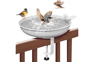 Vogeltränke Hängend Frostsicher für Balkongeländer, Vogelbad für Balkon und Garten, Wildvogeltränke Winterfest Außen, Vogelbad für Wildvögel, Vogelfutterspender Wildvogel Badewanne Wasserschale Metall