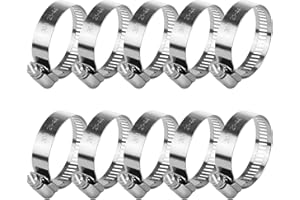 SUKUDON Hose Clips Adjustable Stainless Steel Hose Clamps Worm Drive Pipes Hose Clamps Clips,10 Pack (21-44 mm)
