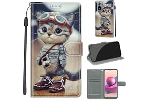 KENHONER Funda para Xiaomi Redmi Note 10S Carcasa, Case Xiaomi Redmi Note 10 4G Funda Libro con Tapa Piel Case Flip Cuero,Cierre Magnético Antichoque - Gato
