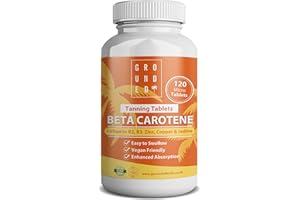 G R O U N D E D COFFEE SCRUB Grounded Beta Carotene Tanning Tablets | 120 Tablets, 4 Month Supply | with Zinc, Vitamin A, B2, B3, Copper & Iodine | High Strength Antioxidant Support | Vegan-Friendly & Made in The UK