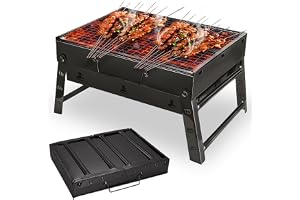 Träkolgrill, campinggrill, hopfällbar liten 35 x 27 x 20 cm, bärbar grill rostfritt stål camping, bärbar utomhusgrill, för pi