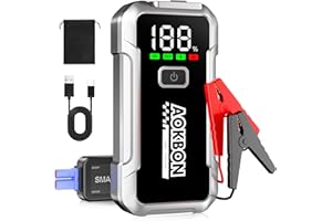 ‎AOKBON Starthilfe Powerbank für Pkw 7000A 12V Auto Starthilfe mit großen Bildschirm LED Licht Starthilfekabel für bis zu Alle Benzin und 10,0 L Dieselmotoren Autobatterie Booster für SUV Motorrad