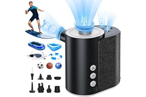 SUPPOU Pompe à air électrique pour Matelas Pneumatique, Moteurs 8 en 1,Batterie Rechargeable 4000 mAh, Gonfleur Matelas Gonflable avec 8 Buses d'air,pour Bateau Gonflable/Matelas Pneumatique
